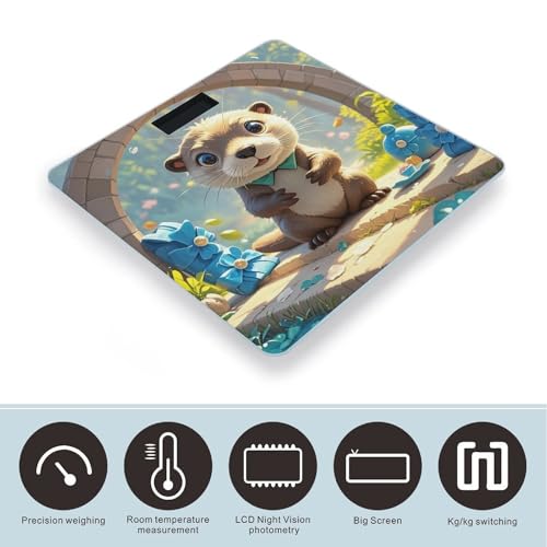 Báscula digital Cute Otter con vidrio templado y pantalla LCD miniatura 3