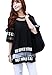 Leiwo Women's Lady Summer Korean Short Sleeve Lace Loose Splice Thin T-Shirt Black 2XL