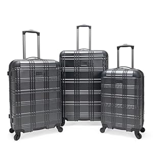 Ben Sherman Nottingham Lightweight Hardside 4-Wheel Spinner Travel Luggage, Charcoal, 3-Piece Set (20″/24″/28″)