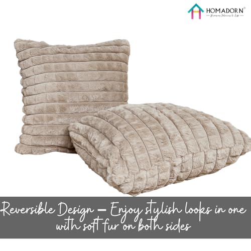 Image of HOMADORN Luxury Plush Fur Reversible Cushion Cover Ultra Soft & Cozy (Pack of 2)
