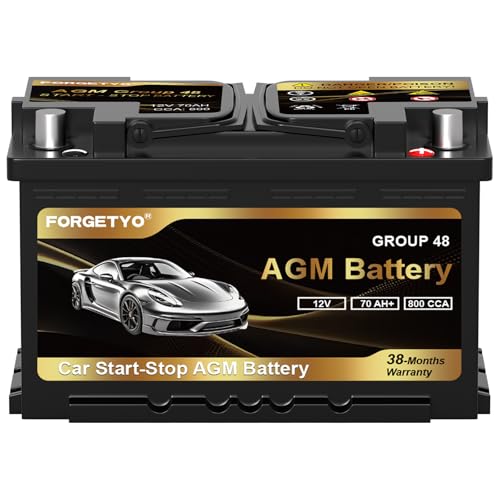 48-H6-AGM BCI Group Size 48 AGM Car Battery 12V 70 AH 132RC 800 CCA Auto Battery Rechargeable Maintenance Free Automotive Battery