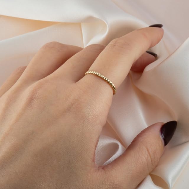 Twisted Rope Eternity Band Fine Ring Real Solid 14K Gold2