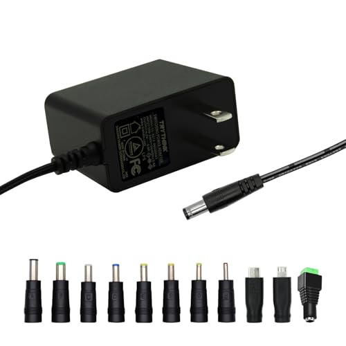 6V 2A Power Adapter Supply 6V 2A 12W AC110V to DC6V Power Supply Adapter with 5.5mm x 2.1mm Tip and 11 Interchangeable Jacks Plug for 2000mA 1500mA 1000mA 800mA 500mA 400mA Equipment(1 Pack)