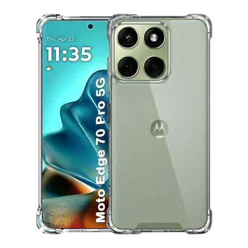 Image of Fashionury Clear Back Cover Case for Motorola Moto Edge 70 Pro 5G | Anti-Yellow Acrylic Hard Back + Soft TPU Bumper | Shockproof 360 Protection | Slim Transparent Bumper Case (Clear)