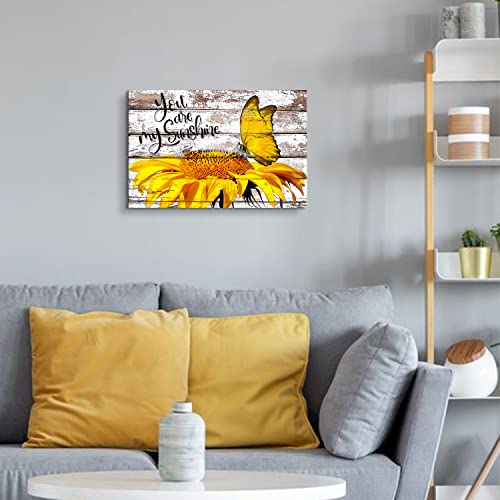 Aiyisu Sunflower Pictures Wall Decor Yellow Butterfly Wall Art Canvas Prints For Kitchen Living Room Rustic Farmhouse Sunflower Painting Inspirational Saying Quotes Poster Artwork Home Decor 12X16” #TOP5