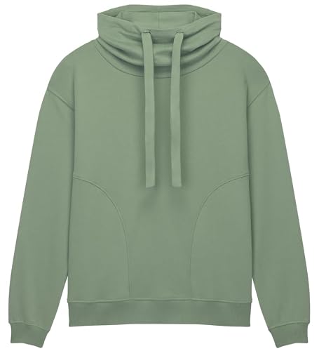 Image of Earth Wardrobe Organic Funnel Neck Sweatshirt: Womens - Sueded Bamboo Green - XS