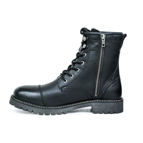 Image of Trip Machine Company Premium Leather Men's Motorcycle Riding Boots - Brute | 3 Point Protection | Ankle, Toe & Heal Protectors | Light Weight | Anti Slip Sole | With Side YKK Zipper | Lifestyle Boots