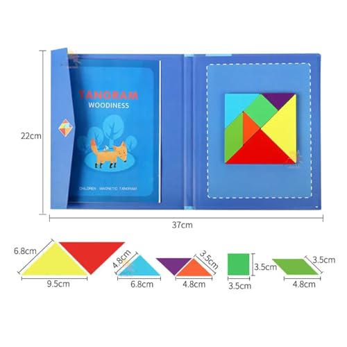 Image of Wishkey Magnetic Tangram Puzzle for Kids Ages 3-10, Montessori Travel Games & STEM Brain Teasers, Educational Jigsaw Shape Toy for Road Trips, Hands-On Learning & Thinking Skills
