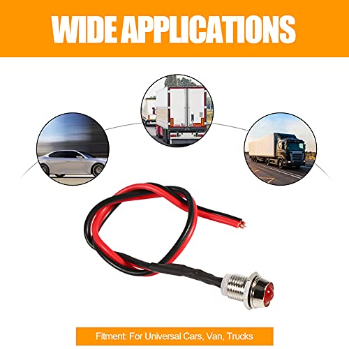 Image of Keenso 4 Pcs 12V LED Pilot Light, 8mm Indicator Lamp Car Van Boat Indicator Light Pilot Dash Bulbs Directional Lamp(Red)