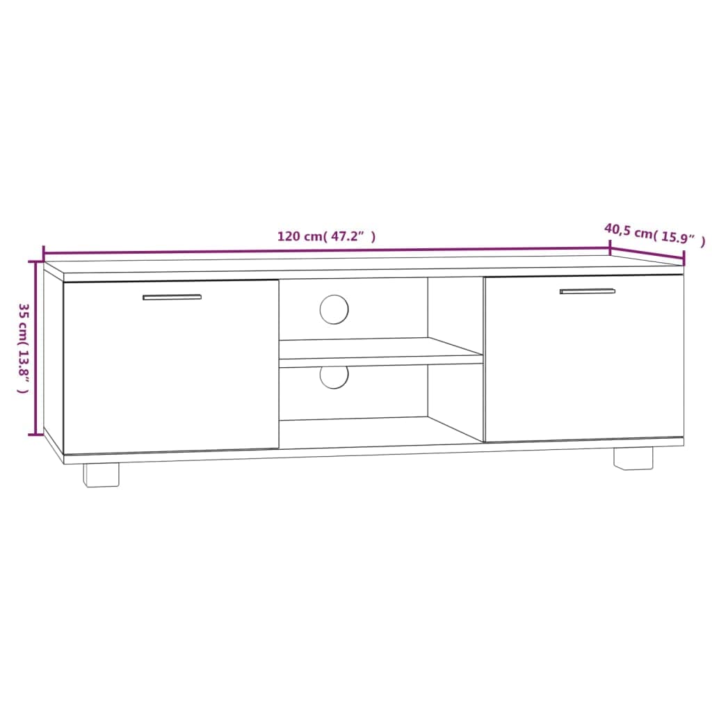 vidaXL Szafka pod TV, czarna, 120x40,5x35 cm, materiał drewnopochodny