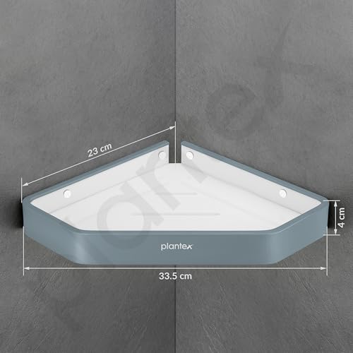 Image of Plantex Corner Shelf for Bathroom /Aluminium and Acrylic Multipurpose Bathroom Shelf Rack /10x10 inch Bathroom Corner Shelf Rack /Bathroom Shelf Organizer-Pack of 1(Grey and Milky White)