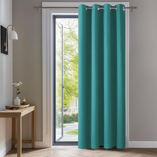 Image of Deconovo CT0111-2 Blackout Living Room Grommet Top Curtains, 52x95 Inch, Turquoise