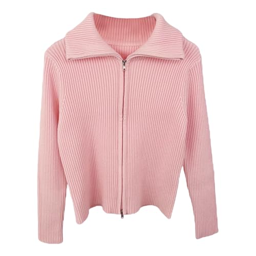 Cardigan col haut fille chaud et confortable gilet zippé automne hiver