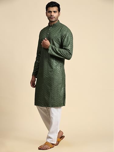 Image of Pro-Ethic Style Developer Mens Indian Traditional Cotton Kurta Sets, Men Kurta Set Indian Wedding Dress (A-117)