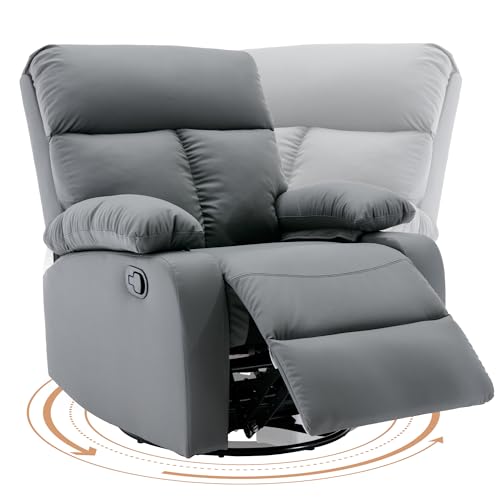 Image of hzlagm Swivel Rocker Recliner, Rocking Recliner Chair with Adjustable Footrest for Small Spaces, Small Rocker Recliner Chair for Living Room, RV, Bedroom, Nursery, Dark Grey