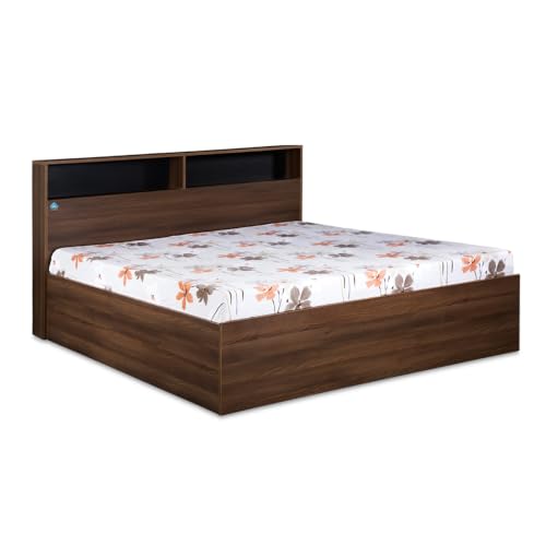 Image of DELITE KOM Urban Engineered Wood Queen Box Bed (Finish Color Acacia Dark Delivery Condition Knockdown)