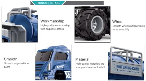 Image of Friction Powered Watering Cart Trailer Toys Metal Die-Cast Car Sanitation Transport Truck Toy for Kids Boys Girls 4WD Water Tanker Pull Back Vehicle (Multicolor, Pack of 1)