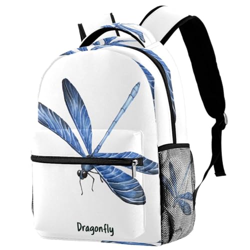 Sac à dos d'école bleu libellule 40cm pour filles et garçons