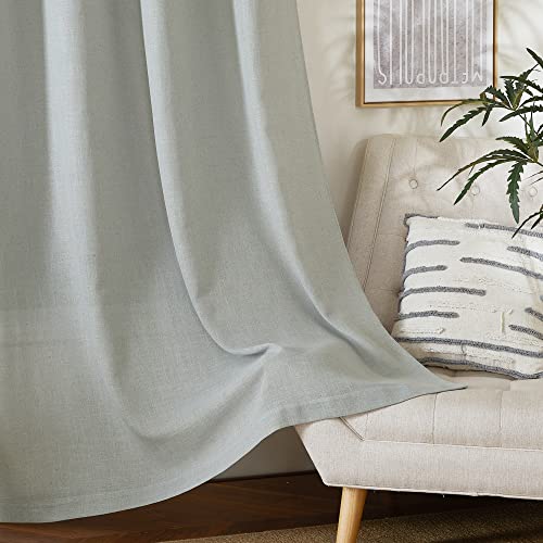 NICETOWN Linen Gray Curtains 84 inches Length 2 Panels Set, Grommet Flax Linen Burlap Semi Sheer Eclectic Drapes Privacy with Light Filtering for Kids Room/Living Room, W52 x L84