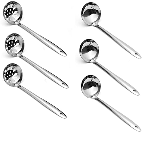 3er Set Hot Pot Sieblöffel mit Edelstahl Mongolian Shabu Hotpot Schöpflöffel für chinesische Huo Guo H-G-S-2 (3 Stück)