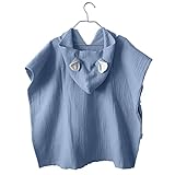 ⭐ Material del poncho bebé: doble capa de MUSELINA gasa 100% algodón. La bambula es un material de algodón ideal para pieles sensibles de los peques, seca muy rápido. Poncho toalla bebe de muselina, novedoso, diferenciador.