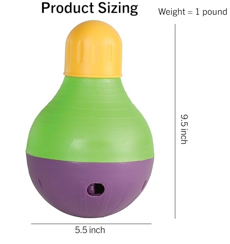 Starmark Bob-A-Lot Interactive Dog Pet Toy, Large, Yellow/Green/Purple