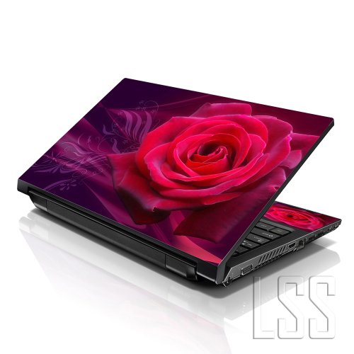Image of LSS Laptop 17-17.3 inch Skin Cover with Colorful Pink Rose Floral Pattern for HP Dell Lenovo Apple Asus Acer Compaq - Fits 16.5 inch 17 inch 17.3 inch 18.4 inch 19 inch (2 Wrist Pads Free)