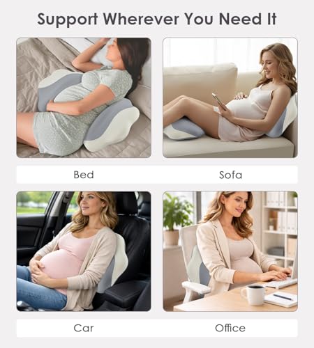 Image of Memory Foam Pregnancy Pillows for Sleeping, Maternity Pillow Support for Back Belly HIPS, Adjustable Travel Wedge Pillow for Pregnant Women, Side Sleeping Pregnant Pillows with Cooling Pillowcase