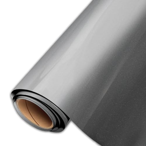 Siser EasyReflective Heat Transfer Vinyl, 11.8" x 5ft Roll (Dark Gray) - Compatible with Siser Romeo/Juliet & Other Professional or Craft Cutters - Nylon Compatible - CPSIA Certified