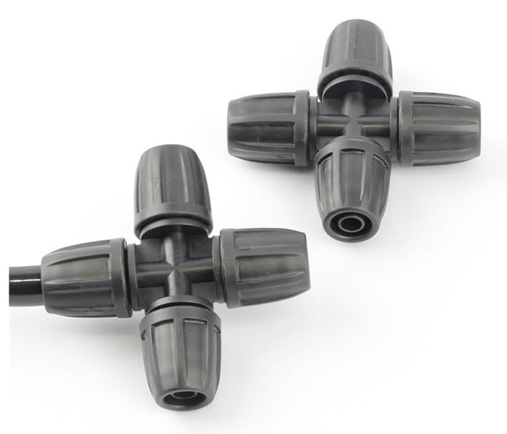 50pcs 8/11mm tubo da giardino connettori a croce filettatura blocco tubo connettore rapido sistema di irrigazione tubo morbido splitter