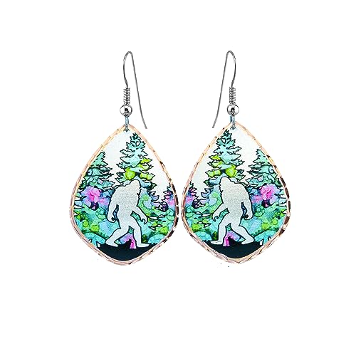 FRONT LINE JEWELRY Artisan-crafted Copper Sasquatch Bigfoot Earrings: Watercolor Earrings, Gifts for Bigfoot Enthusiasts, Bigfoot Gifts, Sasquatch Gift Ideas for Bigfoot lovers
