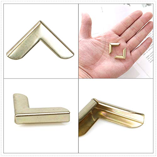 Image of uxcell Box Corner Protectors Vintage Yellow Guard Edge Cover Book Scrapbooks Albums Jewelry Box Corner Decor Pack of 30