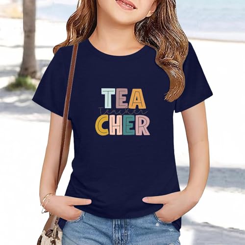 Tea Cher Shirts Retro Back to School Boys Girls Kids T-Shirt First Day of Preschool Kindergarten Short Sleeve Top4
