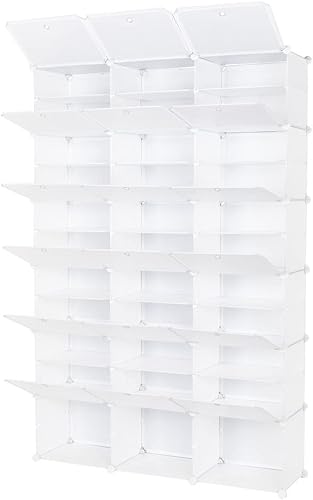 Miniatura 9 de Zapatero portátil de 8 niveles, organizador de almacenamiento independiente con 24 rejillas y estante de torre, gabinete de cubo expandible para