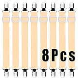 布団クリップ ズレ防止クリップ ベッドシーツクリップ 8本セット シーツ固定 調整でき 30〜129cm loyouve コーナー止め固定 布団 ずれ防止 クリップ カーキ