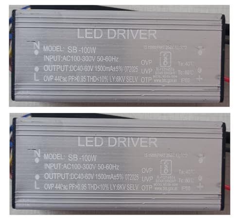 Image of 2 Quantity 100 Watt 3000mA IP66 Led Driver With 2 Years Warranty and 6Kv Surge,OVP,UVP,OTP Protection for Street /Flood Light Repairing (Color : Black, PACK OF 2pc)
