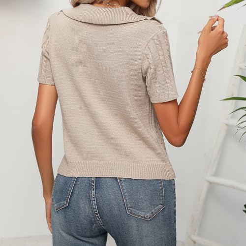 Image of MINTLIMIT Women's Short Sleeve Sweater Tops Lightweight Pullover Shirts 2025 Spring Summer Trendy Casual Blouses