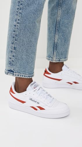 Reebok Women's Club C Revenge Sneaker, White/White/Brick Red, Size 9.5