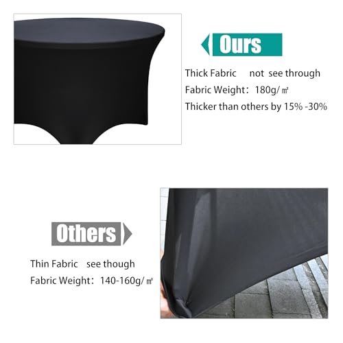 2 Pack Black 48-Inch Diameter x 30-Inch High Round Spandex Tablecloth for 4FT Round Tables|Fitted Stretch Tablecloth with Foot Bag for Party, Wedding, Birthday, Banquet, Vendor Stand by Yoquare - Used condition - Image 8