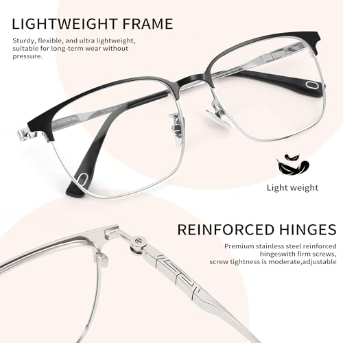 Image of SooGree Blue Light Blocking Glasses Men Women Anti Blu-Ray Clear Gaming Glasses Half Frame UV 400 Anti Eyestrain Computer