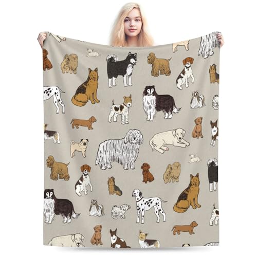Ksajwzf Flanelldecke mit Hundemotiv, ultraweich, warm, für alle Jahreszeiten, dekorative Fleece-Decken für Reisen, Bett, Stuhl, Auto, Sofa, Couch, Schlafzimmer, 101,6 x 127,7 cm