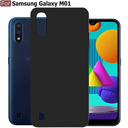 Image of Mobile Back Cover Case for Samsung Galaxy M01 (Silicone Case|CameraProtection|Black SC1510)