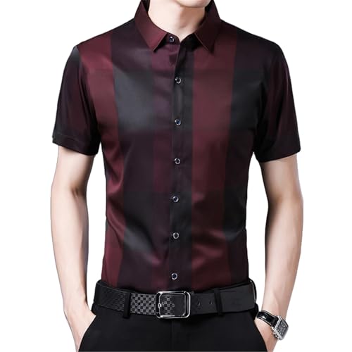 Chemise d'été légère pour homme avec manches courtes et col cranté décontracté