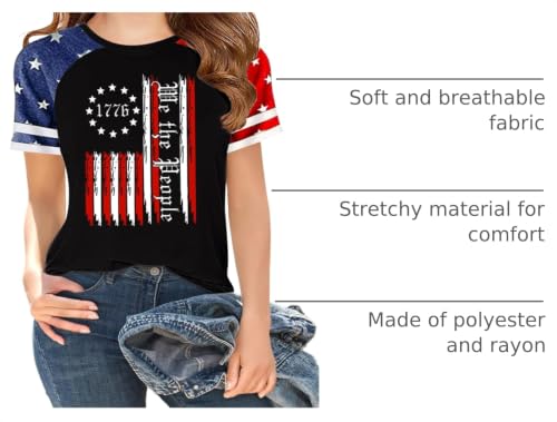 Image of CAZYCHILD Girls 4th of July USA Shirt American Flag Patriotic T-Shirt Independence Day Outfit for Kids 5-14Years