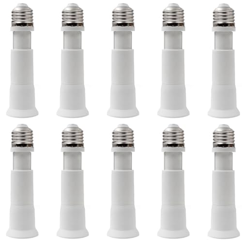 億兆堂 口金延長アダプター 約7〜9.5cm延長 E26→E26 延長用ソケット 全長10.9cm 耐熱性 LED 蛍光灯 電球ソケット 伸縮式ソケット 難燃性材料 使いやすい 照明補助器具 ソケット延長 家庭用 業務用 【10個入り】