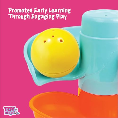 ToyMagic Monster Roller Swirl N' Roll Ramp |5 - Lavel Withh 3 Ball Drop and Roll Swirling Tower for Baby and Toddler Development Educational Toys|ABS Material, Non Toxic, Easy to Assemble,Multicolor