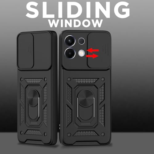Image of Luxe Back Cover for Oppo K13 Turbo 5G / Oppo K13 Turbo Pro 5G | D10 Tough Armor Case | Sliding Camera Shield | 360 Protection | Kickstand Ring Holder | Military-Grade Bumper Case