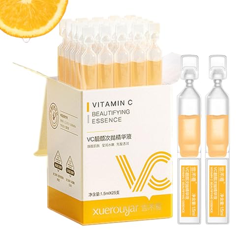 Vitamin C Serum for Face,Hydrate and Firm Skin,Moisturizing Vitamin E,Smoothing Dry/Sensitive Skin Dull and Dry Skin,Face Serum for Women,25 Ampoules