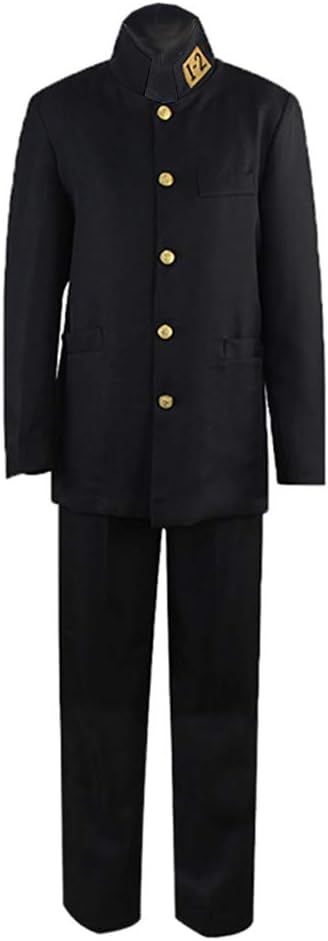 QaoQan Men's Cosplay Japanese Anime School Uniform Chinese Tunic Suit (Black, Asian Size L:Bust 41.7in(106cm))