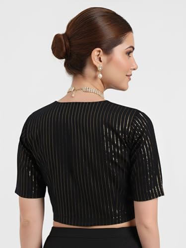Image of Thevasa Women's Everyday Divine Depth V Neck Half Sleeves Blouse